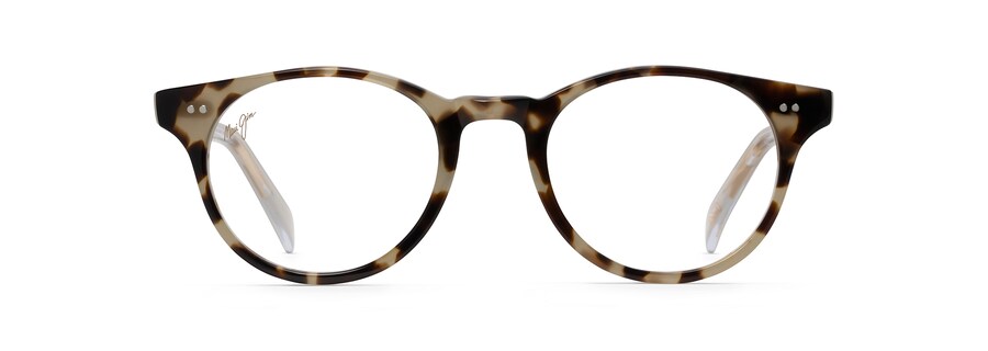 White Tortoise with Frosted Crystal temples and Gold core MJO2227 front view