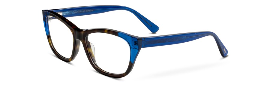 Dark Tortoise / Translucent Blue with Palm Frond Core MJO2401 angle view