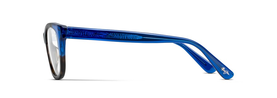 Dark Tortoise / Translucent Blue with Palm Frond Core MJO2401 side view