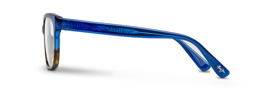 Dark Tortoise / Translucent Blue with Palm Frond Core MJO2402 side view