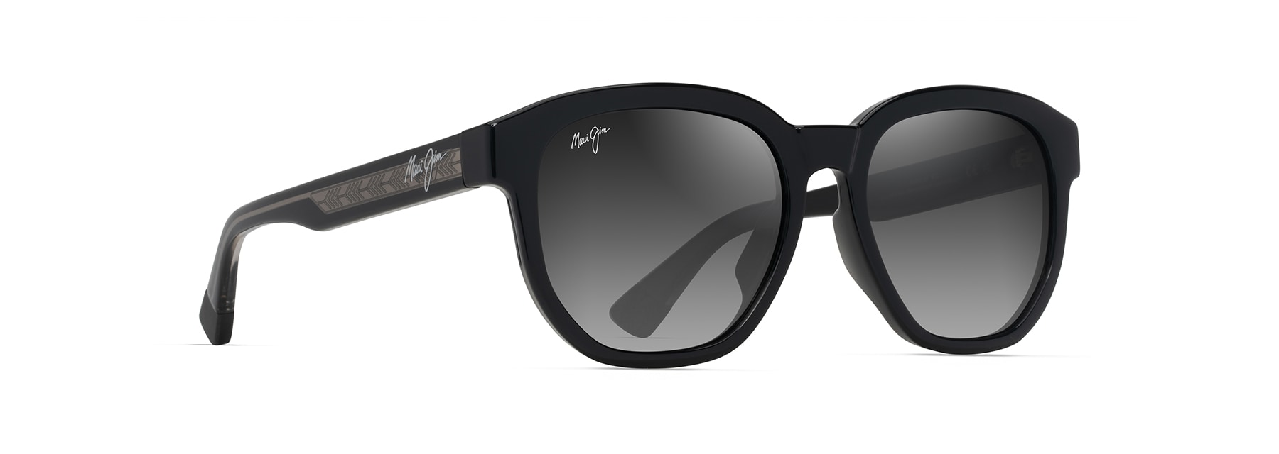 Shiny Black w in Trans Light Grey AKAHAI ASIAN FIT Angle View